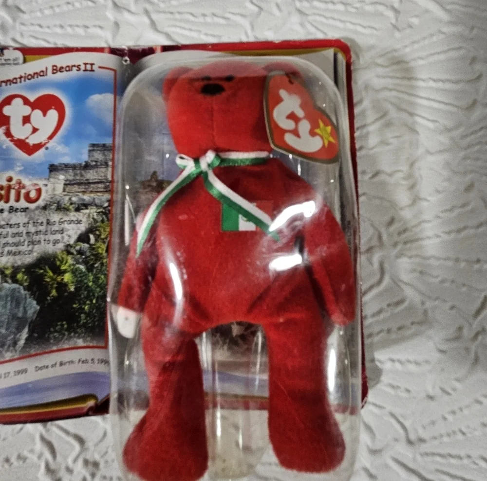 Ty Osito Bear with Green Ribbon New In Package - Picture 3 of 6